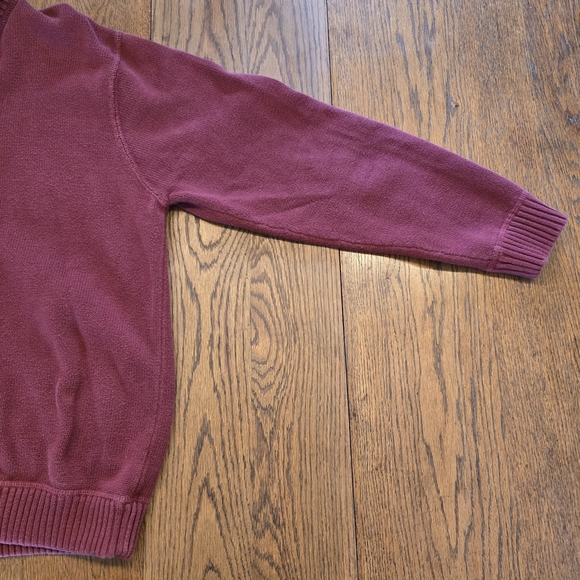 Eddie Bauer Burgundy Quarter Zip Cotton Sweater Pullover Large - Picture 4 of 8